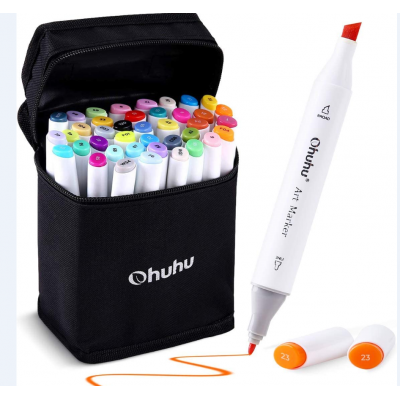 Ohuhu 40 Colors Dual Tips Alcohol Art Markers  Highlighter Pen Sketch Markers for Drawing Sketching Adult Coloring