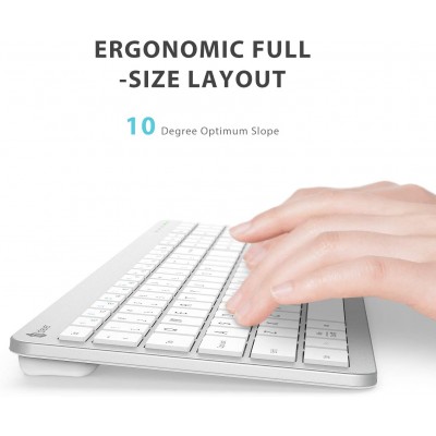 iClever GK08 Wireless Keyboard and Mouse- Rechargeable Wireless Keyboard Ergonomic Full Size Design with Number Pad, 2.4G