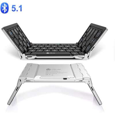 iClever BK03 Bluetooth Keyboard, Bluetooth 5.1 Foldable Wireless Keyboard with Portable Pocket Size